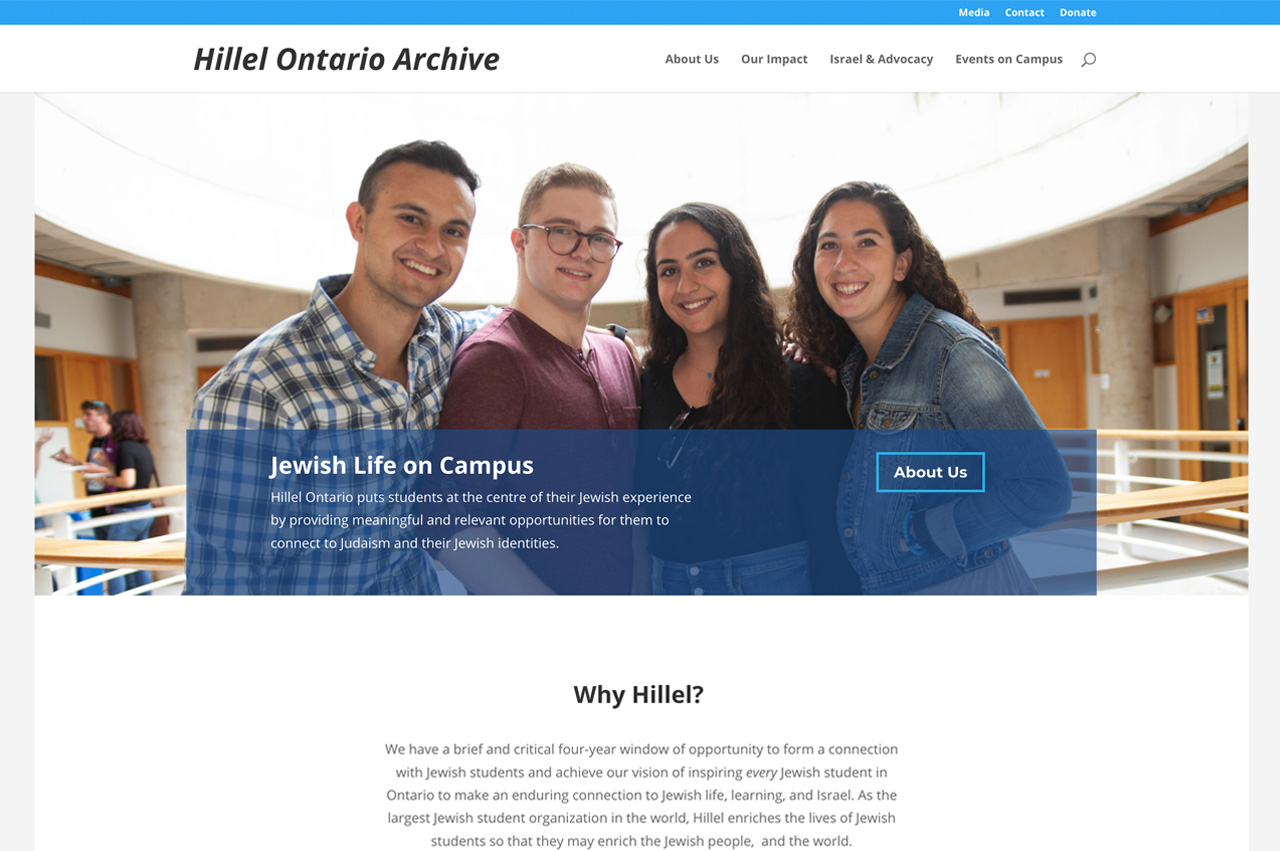 Hillel Ontario Old Homepage Design